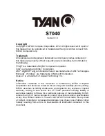 Предварительный просмотр 1 страницы TYAN S7040 User Manual