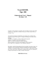 Предварительный просмотр 1 страницы TYAN Tiger 100 S1832DL User Manual