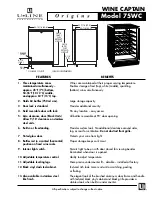 Preview for 1 page of U-Line Wine Captain 75WC Specifications