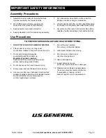 Preview for 3 page of U.S. General 56104 Owner'S Manual & Safety Instructions