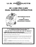 U.S. Products KC-1200 PRO 240V Information & Operating Instructions preview