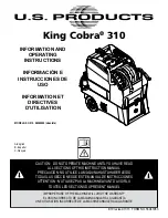 Preview for 1 page of U.S. Products KING COBRA 310 Information And Operating Instructions