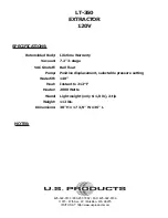 Preview for 8 page of U.S. Products LT-350 EXTRACTOR 120V Information & Operating Instructions