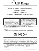 U.S. Range U36-6S Installation And Operating Instructions Manual preview