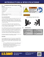 Preview for 2 page of U.S.SAWS CORE EZ Operating Manual