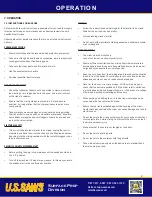 Preview for 8 page of U.S.SAWS M-22 Operating Manual