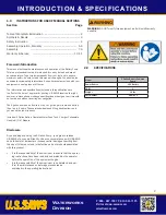 Предварительный просмотр 2 страницы U.S.SAWS US27815 Owner'S Manual