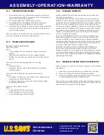 Preview for 6 page of U.S.SAWS US27815 Owner'S Manual