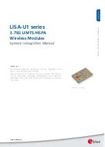 Preview for 1 page of Ublox LISA-U1 Series System Integration Manual