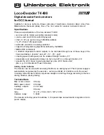 Preview for 1 page of Uhlenbrock Elektronik 74 400 User Manual
