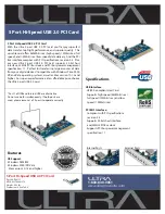 Preview for 1 page of Ultra Products 5 Port Hi-Speed USB 2.0 PCI Card ULT40127 Specifications