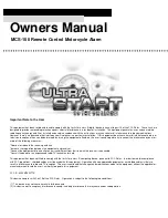 Preview for 1 page of Ultra Start MCS-100 Owner'S Manual