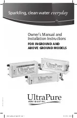 Preview for 1 page of ULTRAPURE Automatic Water Cleaner UPP15 Owner'S Manual And Installation Instructions