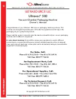 Предварительный просмотр 4 страницы ULTRASOURCE Ultravac 500 Owner'S Manual