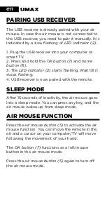 Preview for 6 page of UMAX Technologies Air Mouse M1 User Manual