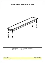 Предварительный просмотр 1 страницы Unfinished Furniture of Wilmington BE-72 Assembly Instructions