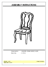 Preview for 1 page of Unfinished Furniture of Wilmington C-910 Assembly Instructions