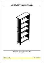 Preview for 1 page of Unfinished Furniture of Wilmington SH-7230M Assembly Instructions