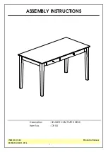 Unfinished Furniture of Wilmington SHAKER OF-50 Assembly Instructions preview