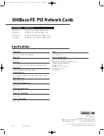 UNICOM 100Base-FX PCI Specifications preview