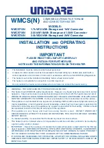 Preview for 1 page of Unidare WMCS N Series WMCS712N Installation And Operating Instructions