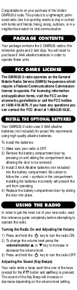 Preview for 2 page of Uniden GMR325-2 User Manual