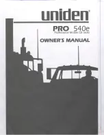 Preview for 1 page of Uniden PRO 540e Owner'S Manual