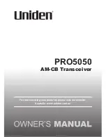 Предварительный просмотр 1 страницы Uniden PRO5050 User Manual