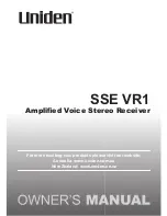 Preview for 1 page of Uniden SSE VR1 Owner'S Manual