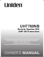 Предварительный просмотр 1 страницы Uniden UH7760NB Owner'S Manual