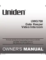 Preview for 1 page of Uniden UWG700 Owner'S Manual