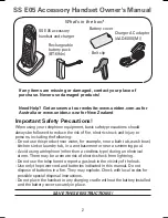 Preview for 2 page of Uniden XDECT SSE05 Owner'S Manual