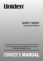 Preview for 1 page of Uniden XDECT SSE07 Owner'S Manual