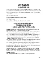 Preview for 21 page of Unique UGP-80L1 W Owner'S Manual