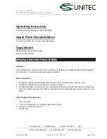 Preview for 3 page of Unitec 2 1310 0010 Operation And Maintenance Manual