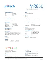 Preview for 2 page of Unitech MR650 Specifications