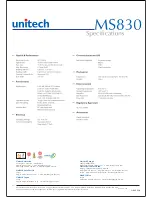 Предварительный просмотр 2 страницы Unitech MS830 Specifications