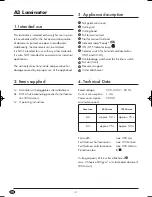 Preview for 4 page of UNITED OFFICE A3 LAMINATOR ULG300A1 Operating Instructions Manual