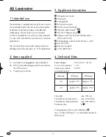 Preview for 4 page of UNITED OFFICE ULG 300 A1 A3 LAMINATOR Operating Instructions Manual