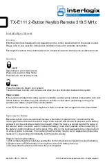 United Technologies Interlogix TX-E111 Installation Sheet preview