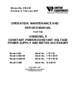 Предварительный просмотр 1 страницы Unitek UB2 Operation, Maintenance And Service Manual