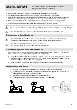 Unitronics MJ20-MEM1 Installation Manual & Technical Specifications preview