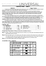 Preview for 1 page of Universal Furniture 628355 Instruction Sheet