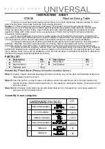 Universal Furniture EXPLORE HOME 572656 Instruction Sheet preview