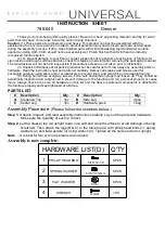 Preview for 1 page of Universal Furniture Universal EXPLORE HOME 788-040 Instruction Sheet