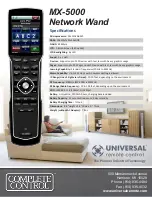 Preview for 10 page of Universal Remote MX-5000 Specifications