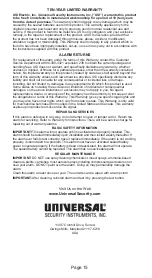 Preview for 15 page of Universal Security Instruments Sensing Plus AMIC3511S Instructions Manual