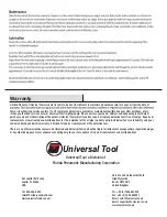 Предварительный просмотр 4 страницы Universal Tool UT360H-60-6 Operating Instructions, Parts List & Warranty