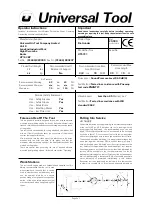 Предварительный просмотр 1 страницы Universal Tool UT5721 Operator Instructions