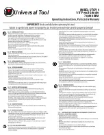 Предварительный просмотр 1 страницы Universal Tool UT8714 Operating Instructions, Parts List & Warranty